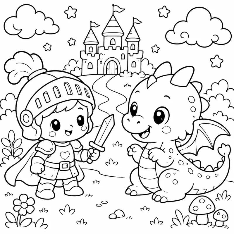 Kawaii coloring page example